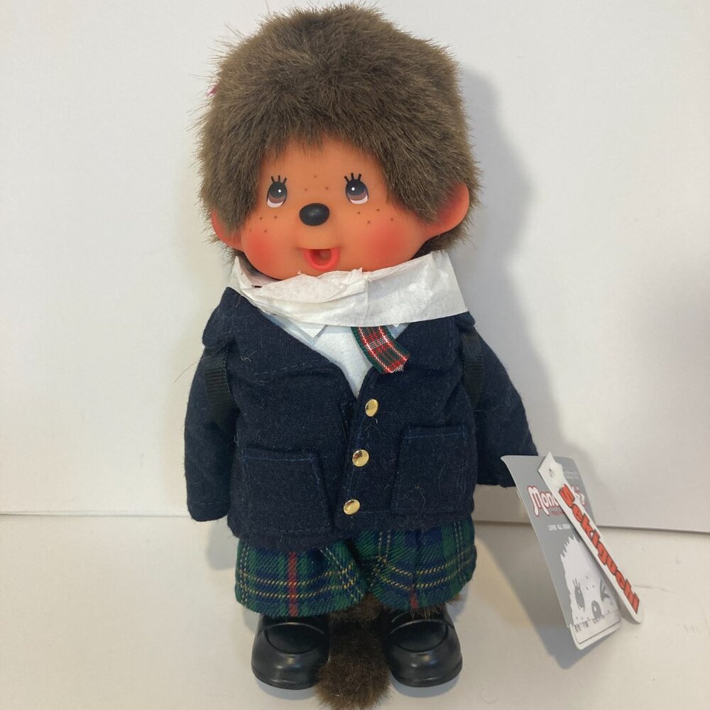 Monchhichi School Girl Uniform Sekiguchi Doll Toy Plush Japanese Monkey Tag